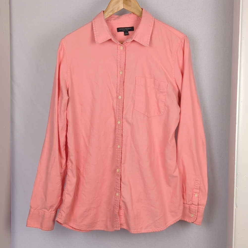 BANANA REPUBLIC Women's Pink Dillon Shirt Long Sleeve Button Down